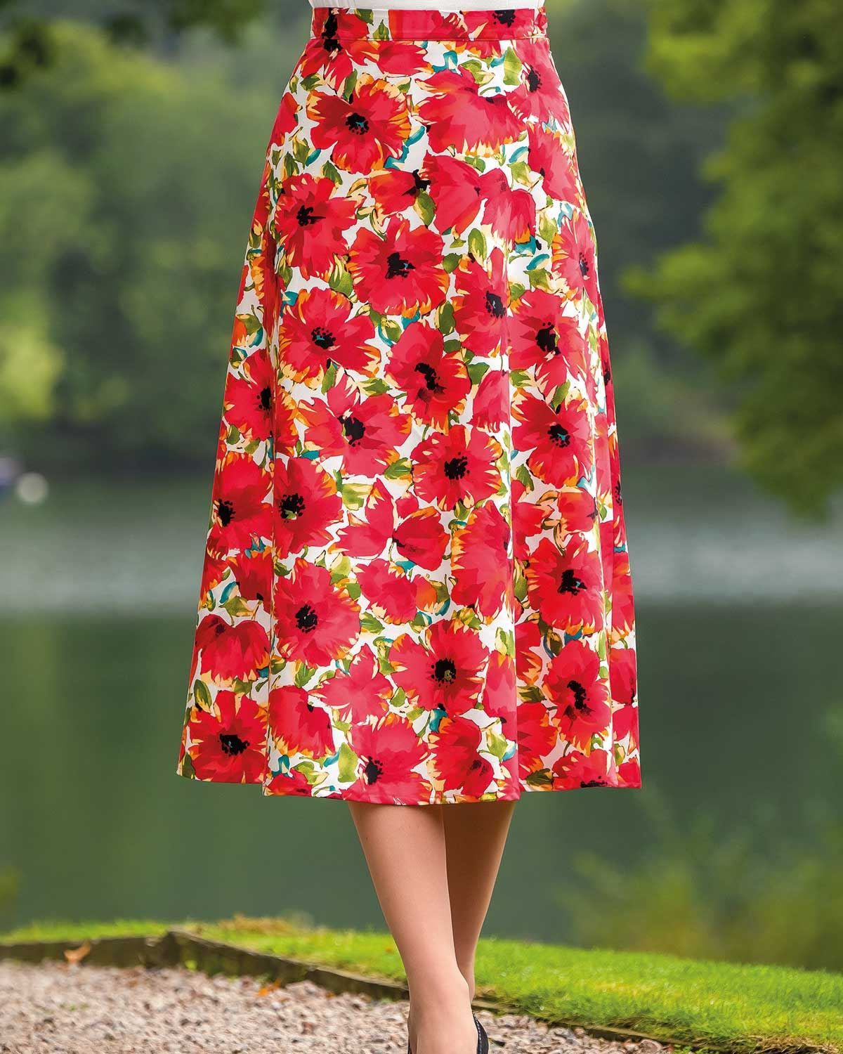 Flower knee length outlet skirt